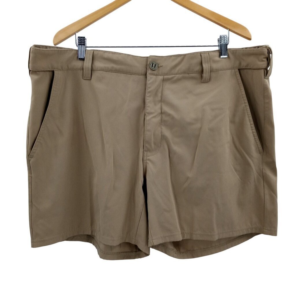 Huk Performance Fishing Stretch Shorts Size XXL Tan Khaki Pockets Outdoor Flaw
